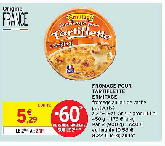 FROMAGE POUR TARTIFLETTE ERMITAGE