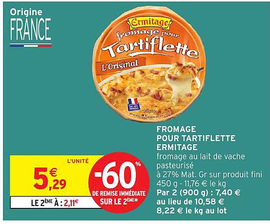 FROMAGE POUR TARTIFLETTE ERMITAGE