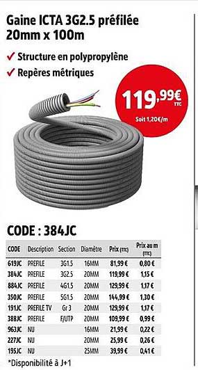 Gaine ICTA 3G2.5 préfilée 20mm x 100m
