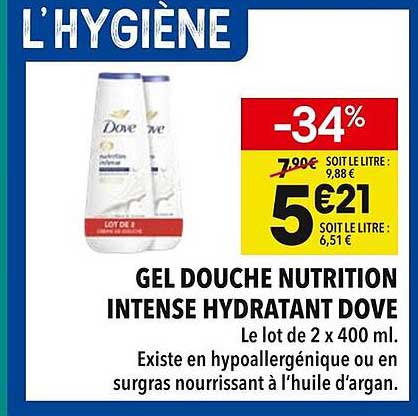 GEL DOUCHE NUTRITION INTENSE HYDRATANT DOVE