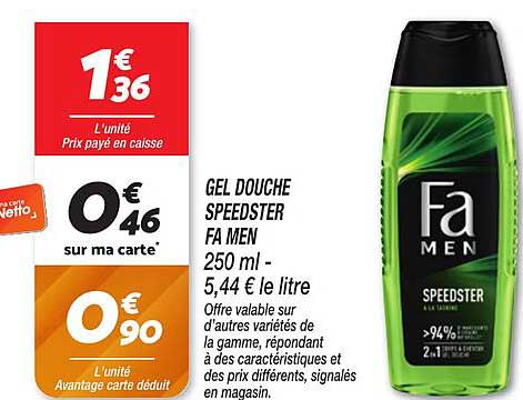 GEL DOUCHE SPEEDSTER FA MEN