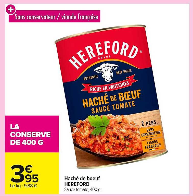 Haché de boeuf HEREFORD Sauce tomate, 400 g