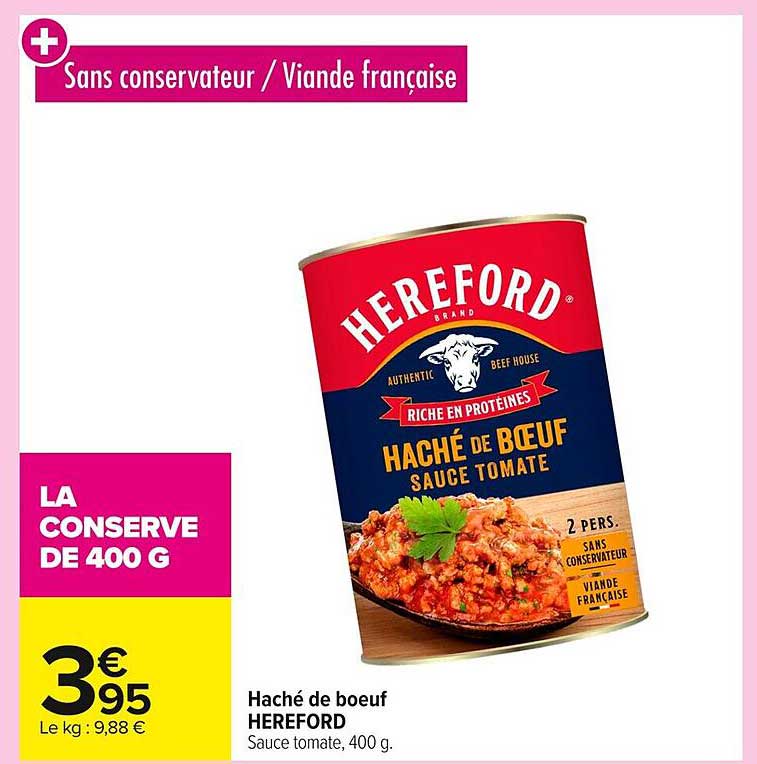 Haché de boeuf HEREFORD Sauce tomate, 400 g
