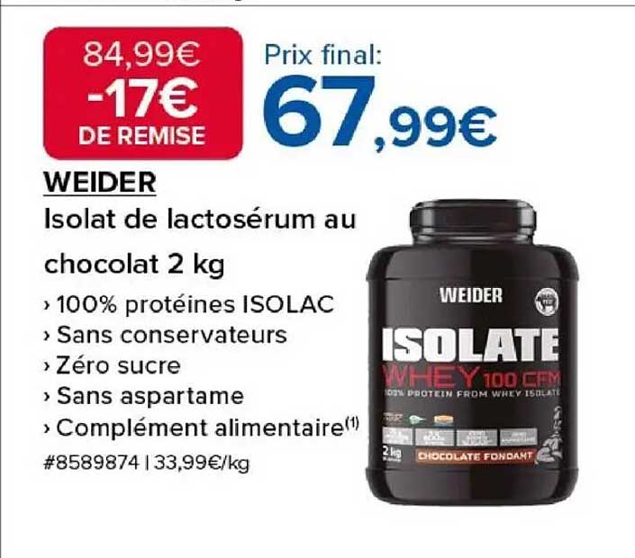 Isolat de lactosérum au chocolat 2 kg