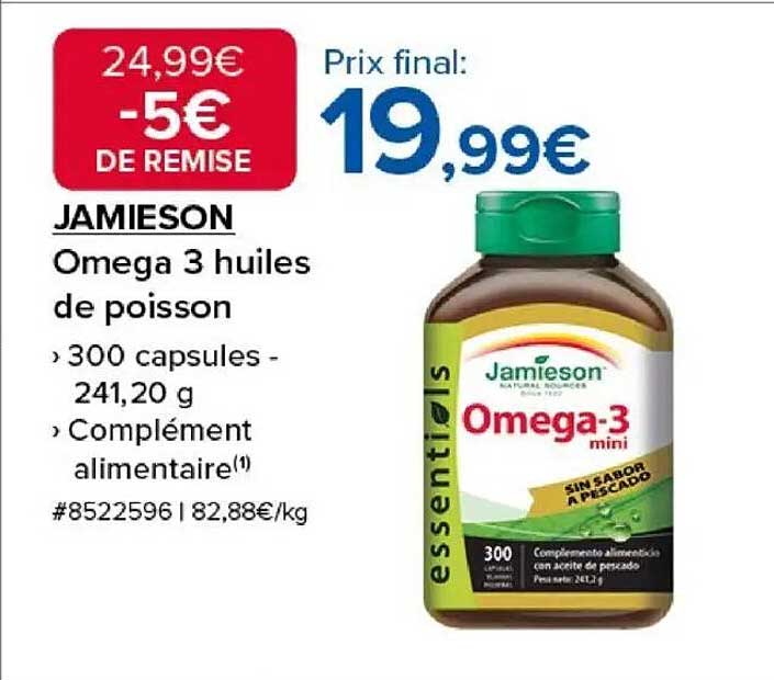 JAMIESON Omega 3 huiles de poisson