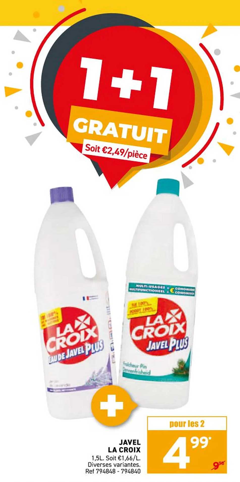 JAVEL LA CROIX 1,5L - 1+1 GRATUIT