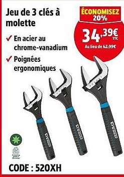 Jeu de 3 clés à molette