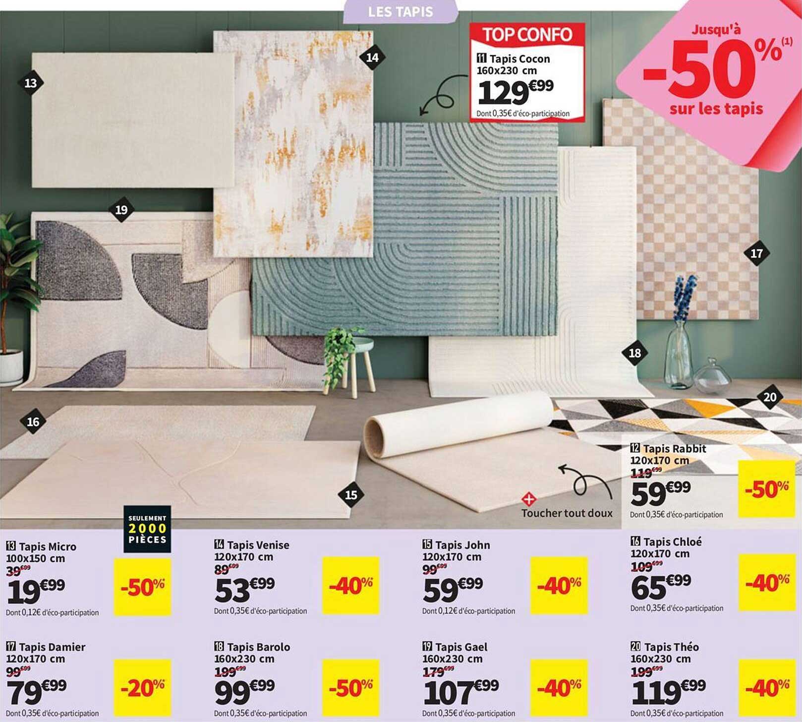 Jusqu'à -50% sur les tapis
