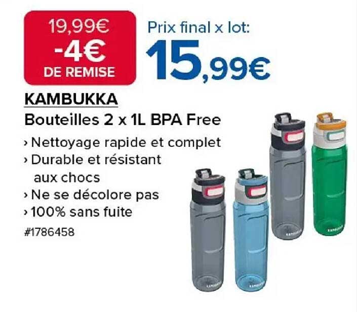 KAMBUKKA Bouteilles 2 x 1L BPA Free