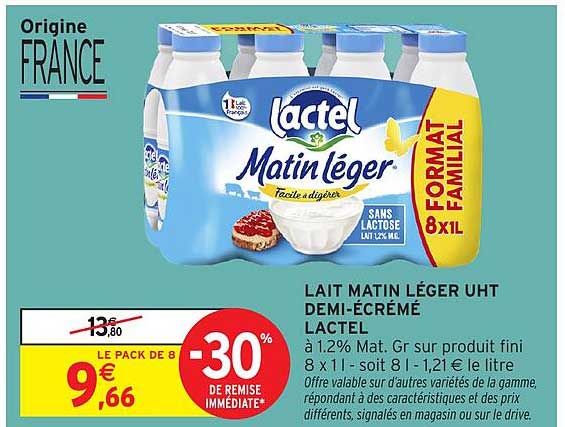 LAIT MATIN LÉGER UHT DEMI-ÉCRÉMÉ LACTEL