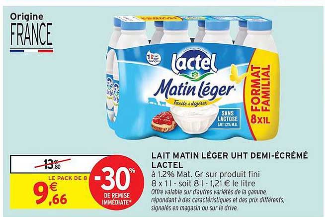 LAIT MATIN LÉGER UHT DEMI-ÉCRÉMÉ LACTEL
