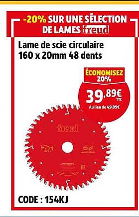 Lame de scie circulaire 160 x 20mm 48 dents