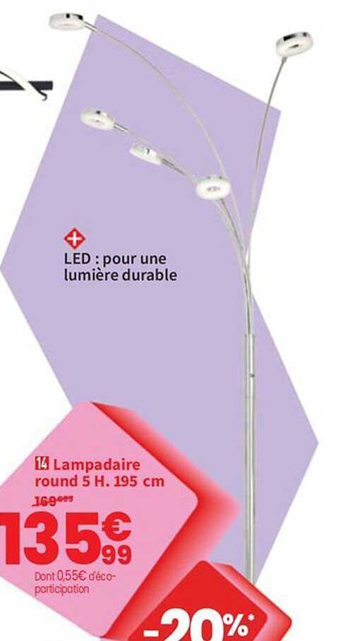 Lampadaire round 5 H. 195 cm