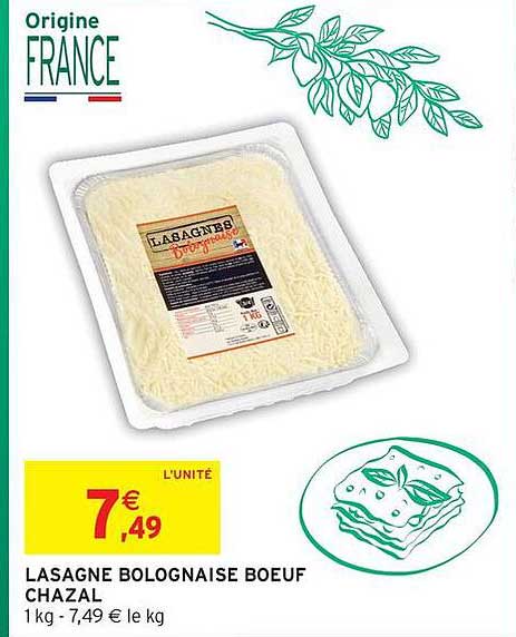 LASAGNE BOLOGNAISE BOEUF CHAZAL