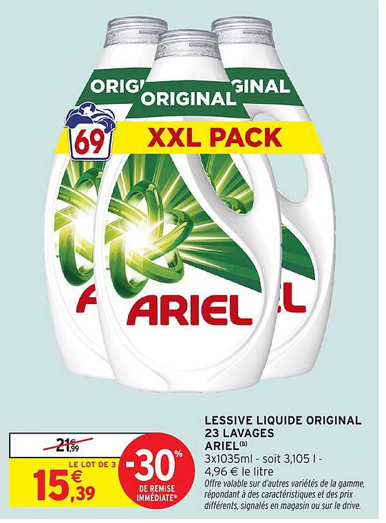 LESSIVE LIQUIDE ORIGINAL 23 LAVAGES ARIEL