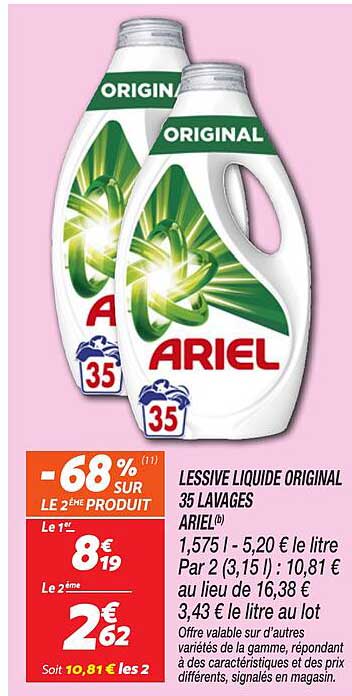 LESSIVE LIQUIDE ORIGINAL 35 LAVAGES ARIEL