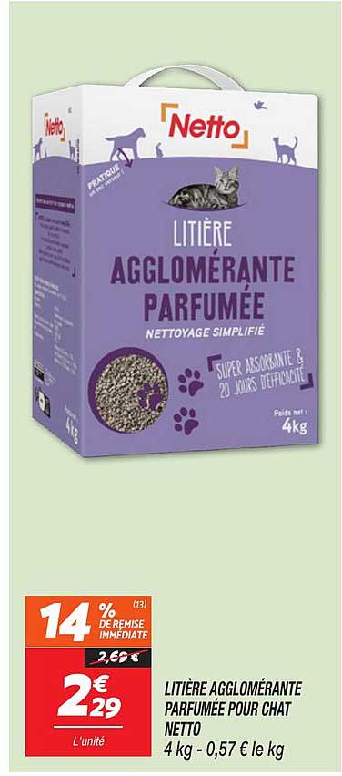 LITIÈRE AGGLOMÉRANTE PARFUMÉE POUR CHAT NETTO