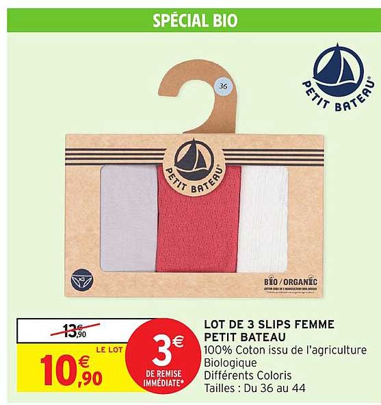 LOT DE 3 SLIPS FEMME PETIT BATEAU