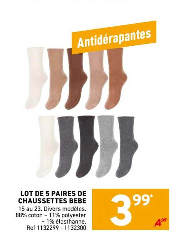 LOT DE 5 PAIRES DE CHAUSSETTES BEBE