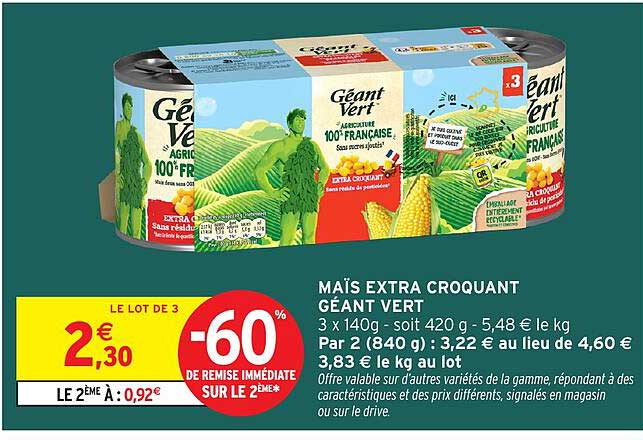 MAÏS EXTRA CROQUANT GÉANT VERT