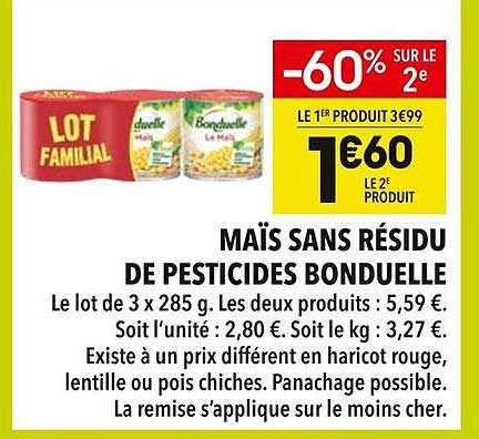 MAÏS SANS RÉSIDU DE PESTICIDES BONDUELLE