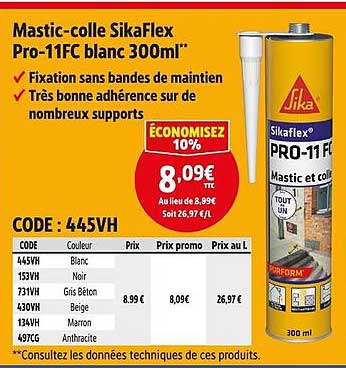 Mastic-colle SikaFlex Pro-11FC blanc 300ml