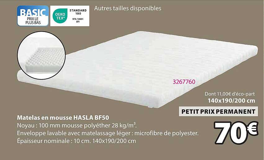 Matelas en mousse HASLA BF50