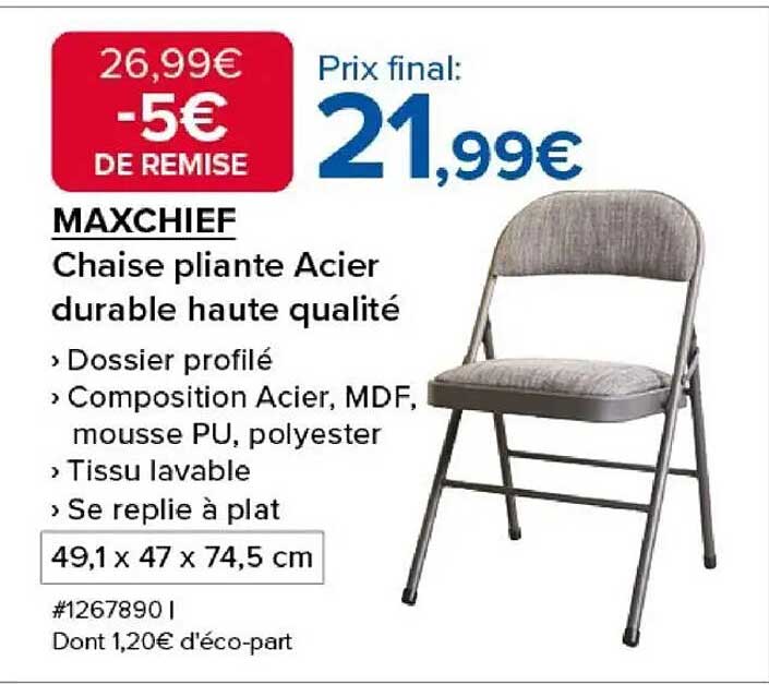 MAXCHIEF Chaise pliante Acier durable haute qualité