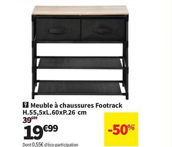Meuble à chaussures Footrack H.55,5xL.60xP.26 cm