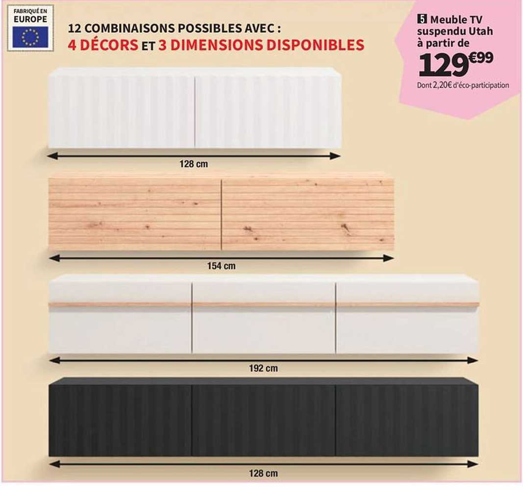 Meuble TV suspendu Utah à partir de 129€99