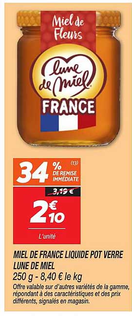 MIEL DE FRANCE LIQUIDE POT VERRE LUNE DE MIEL