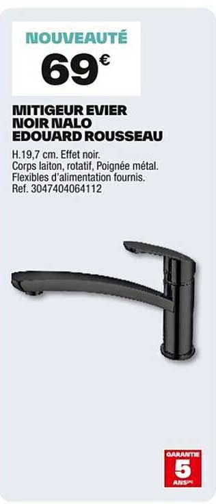 MITIGEUR EVIER NOIR NALO EDOUARD ROUSSEAU
