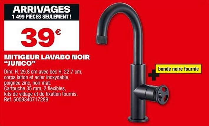 MITIGEUR LAVABO NOIR “JUNCO”