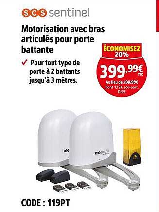 Motorisation avec bras articulés pour porte battante