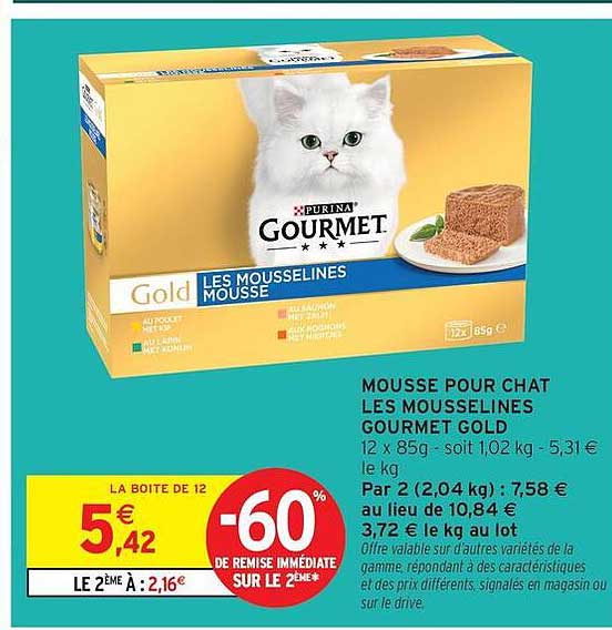 MOUSSE POUR CHAT LES MOUSSELINES GOURMET GOLD