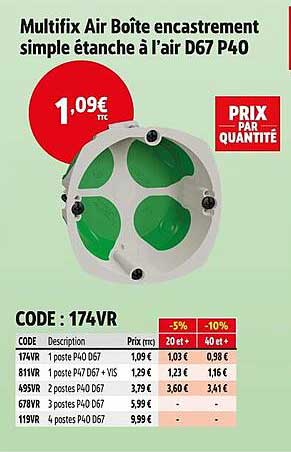 Multifix Air Boîte encastrement simple étanche à l’air D67 P40