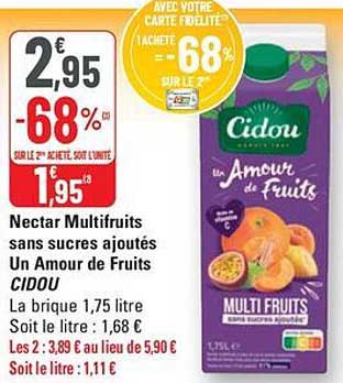Nectar Multifruits sans sucres ajoutés Un Amour de Fruits CIDOU