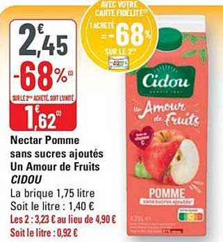 Nectar Pomme sans sucres ajoutés Un Amour de Fruits CIDOU