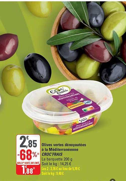 Olives vertes dénoyautées à la Méditerranéenne
