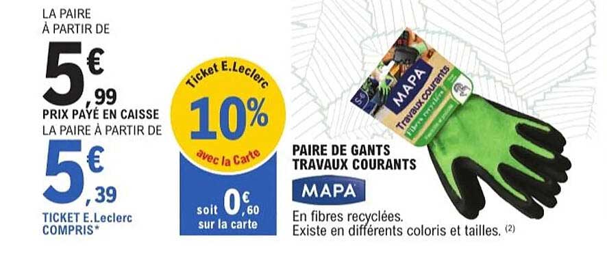 PAIRE DE GANTS TRAVAUX COURANTS MAPA