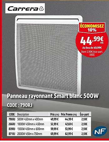 Panneau rayonnant Smart blanc 500W
