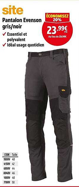 Pantalon Evenson gris/noir