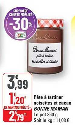 Pâte à tartiner noisettes et cacao BONNE MAMAN