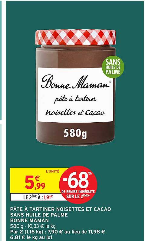 PÂTE À TARTINER NOISETTES ET CACAO SANS HUILE DE PALME