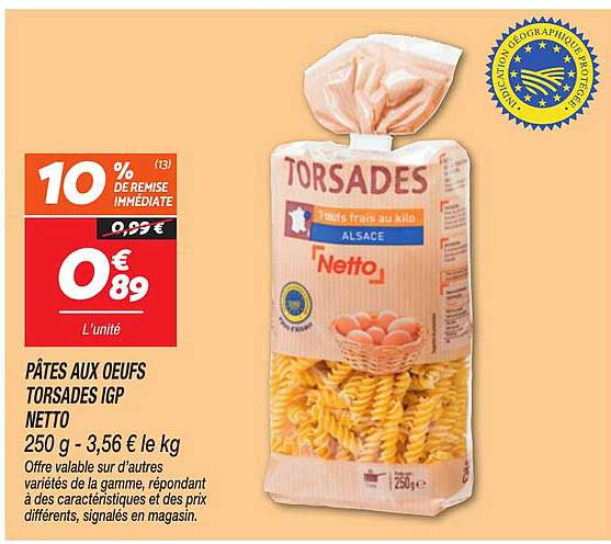 PÂTES AUX OEUFS TORSADES IGP NETTO
