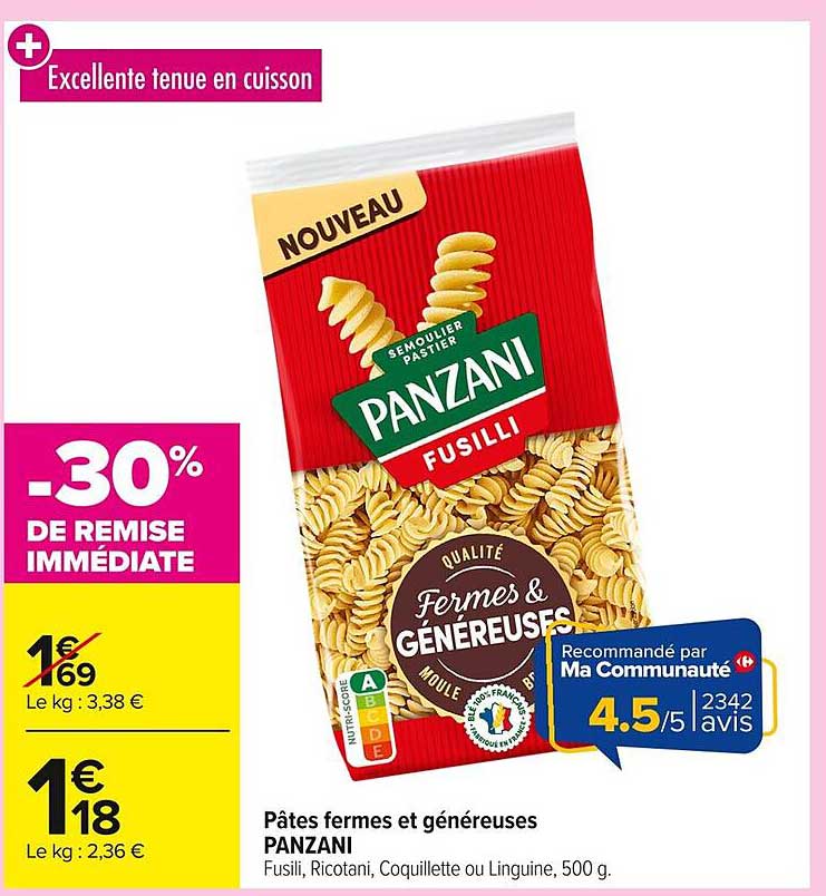 Pâtes fermes et généreuses PANZANI