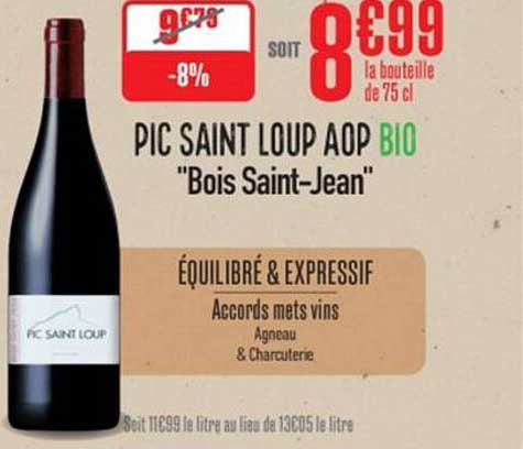 PIC SAINT LOUP AOP BIO 'Bois Saint-Jean'