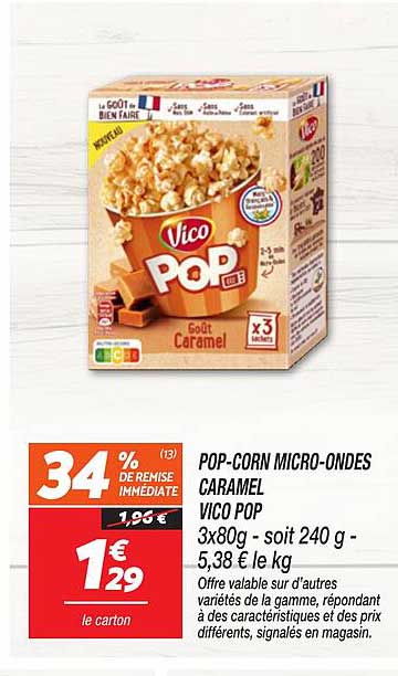 POP-CORN MICRO-ONDES CARAMEL VICO POP
