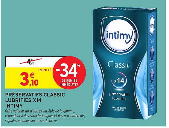 PRÉSERVATIFS CLASSIC LUBRIFIÉS X14 INTIMY