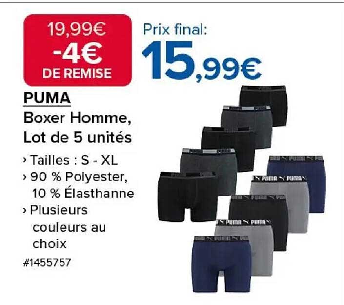 PUMA Boxer Homme, Lot de 5 unités